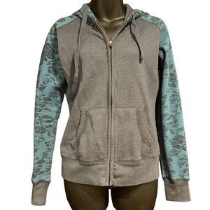 Aéropostale Navy Blue Floral Zip-Up Hoodie Sweatshirt Junior’s XS